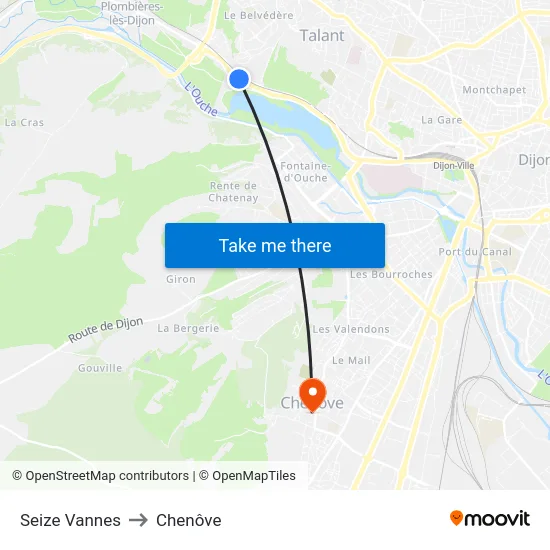 Seize Vannes to Chenôve map