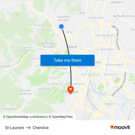 St-Laurent to Chenôve map