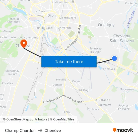 Champ Chardon to Chenôve map