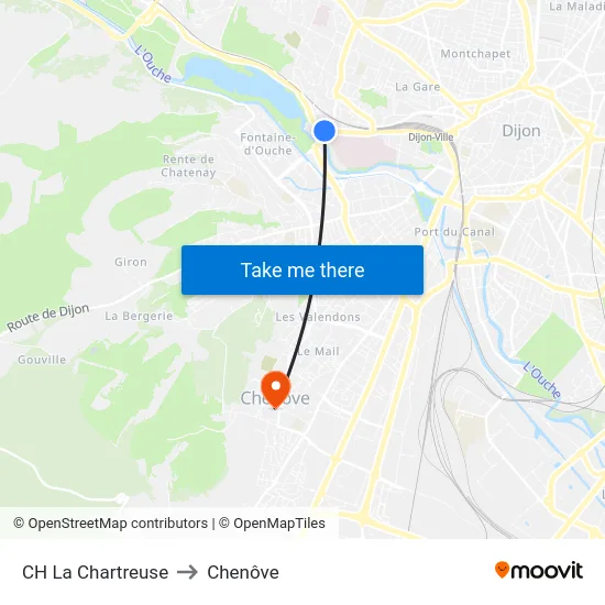 CH La Chartreuse to Chenôve map