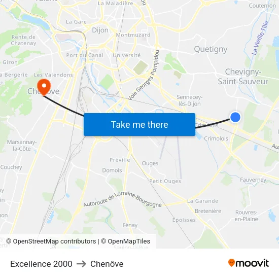 Excellence 2000 to Chenôve map