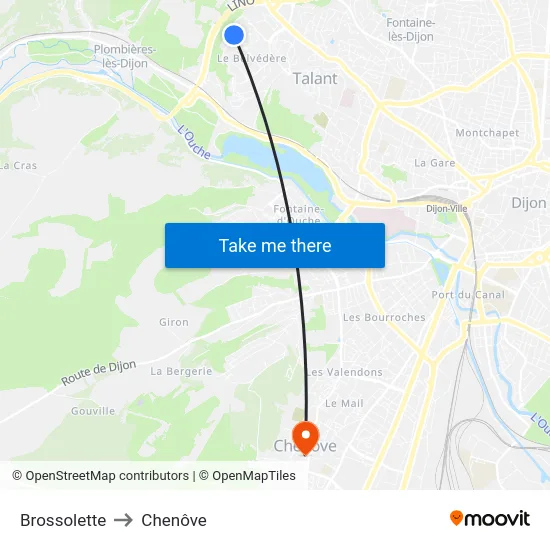 Brossolette to Chenôve map