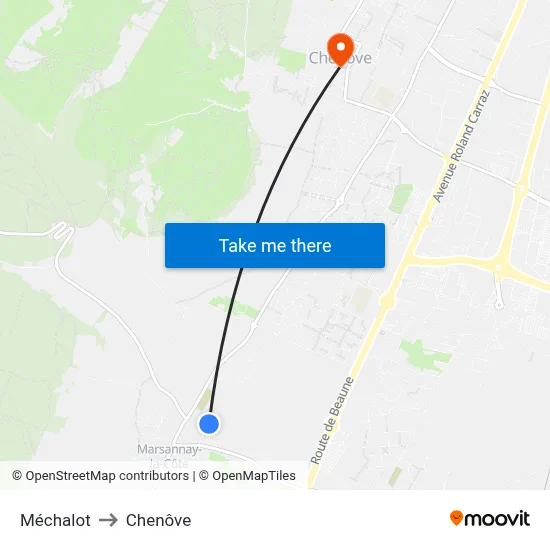 Méchalot to Chenôve map