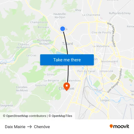 Daix Mairie to Chenôve map