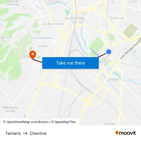 Tamaris to Chenôve map