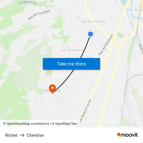Richet to Chenôve map