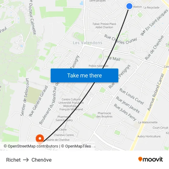 Richet to Chenôve map