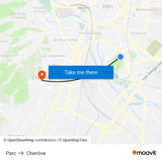 Parc to Chenôve map