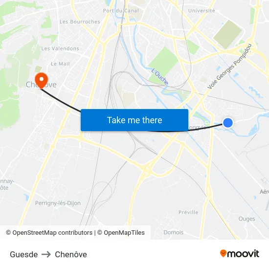 Guesde to Chenôve map