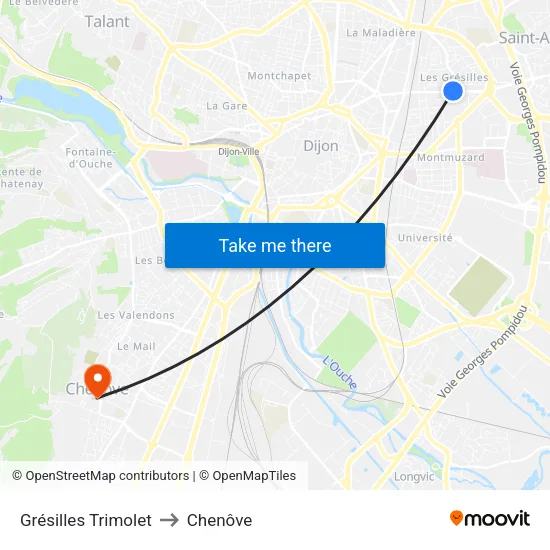 Grésilles Trimolet to Chenôve map