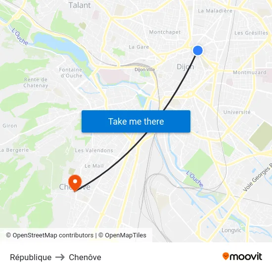République to Chenôve map