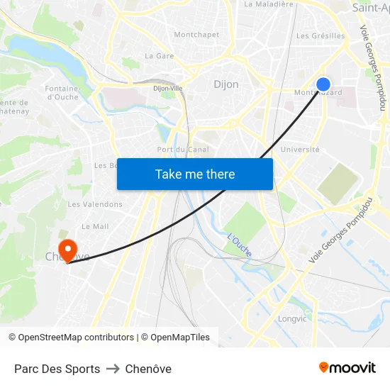 Parc Des Sports to Chenôve map