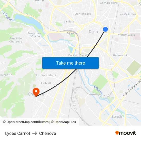 Lycée Carnot to Chenôve map