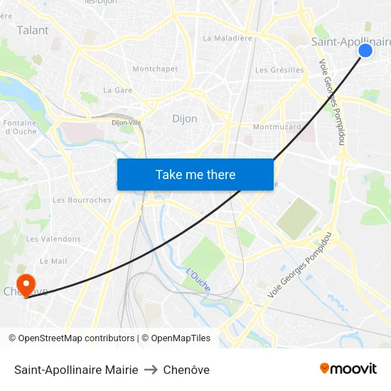 Saint-Apollinaire Mairie to Chenôve map