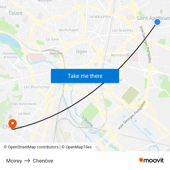 Moirey to Chenôve map