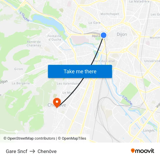 Gare Sncf to Chenôve map