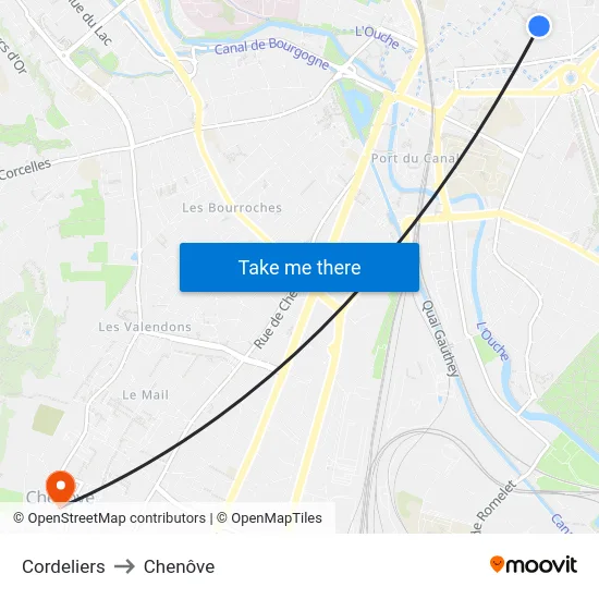 Cordeliers to Chenôve map