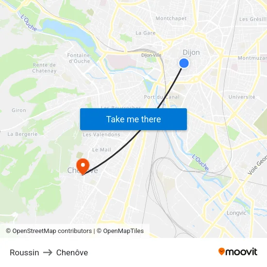 Roussin to Chenôve map