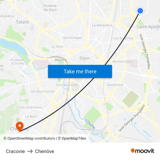 Cracovie to Chenôve map