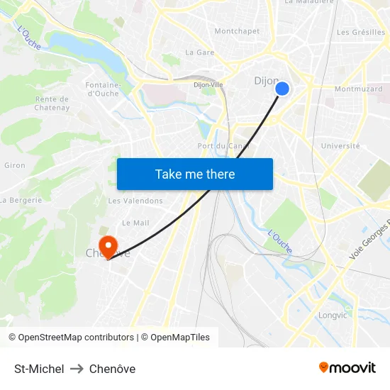 St-Michel to Chenôve map
