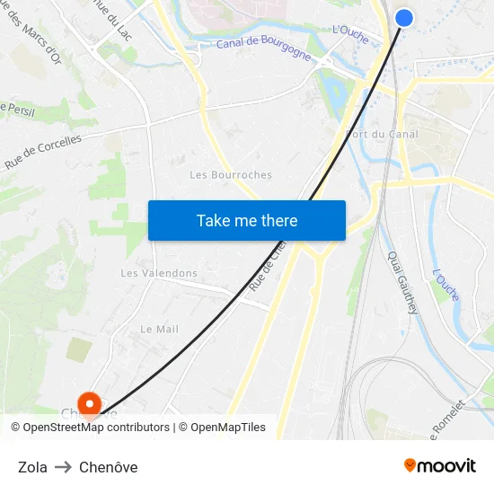 Zola to Chenôve map