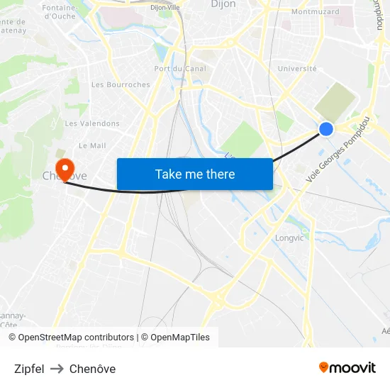 Zipfel to Chenôve map