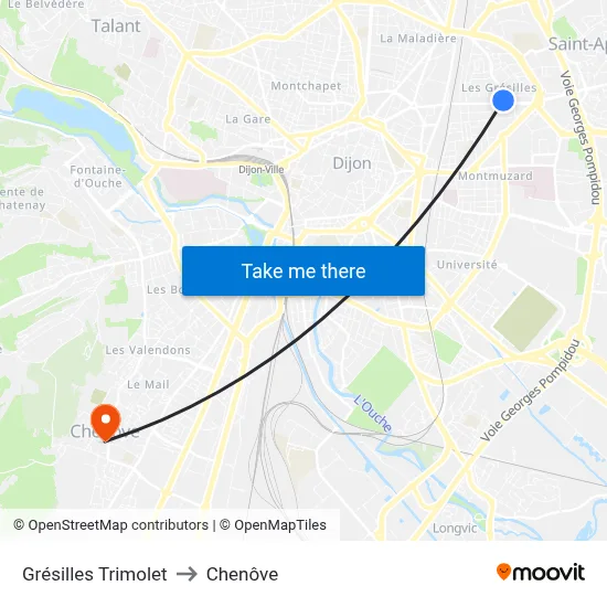 Grésilles Trimolet to Chenôve map