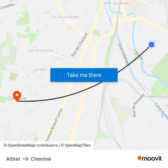 Attiret to Chenôve map