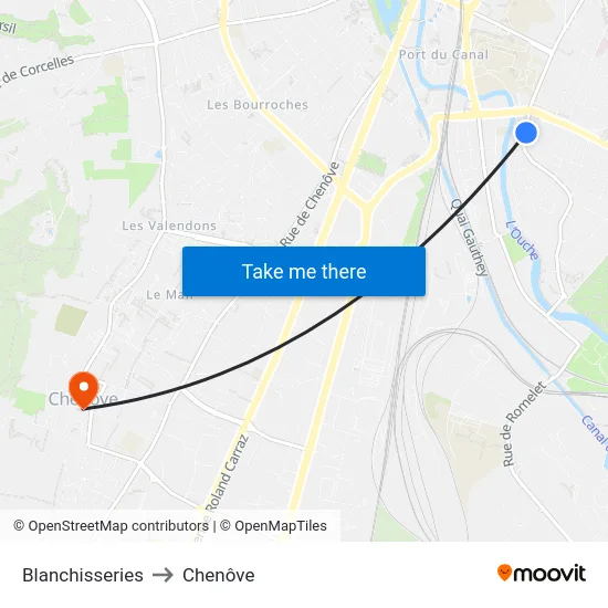Blanchisseries to Chenôve map