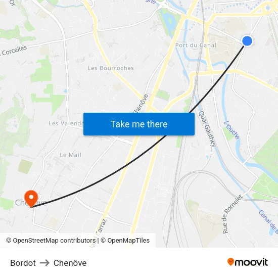 Bordot to Chenôve map