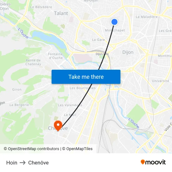 Hoin to Chenôve map