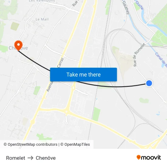 Romelet to Chenôve map