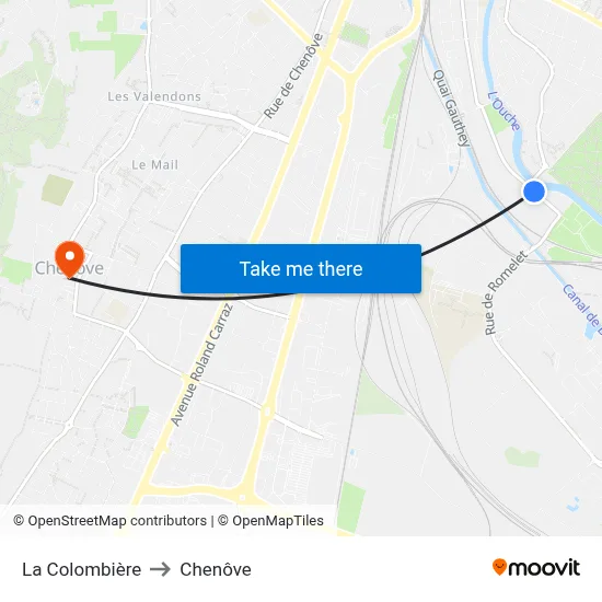 La Colombière to Chenôve map