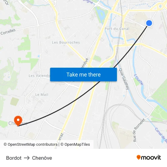 Bordot to Chenôve map