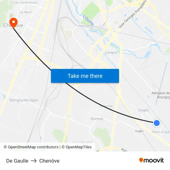 De Gaulle to Chenôve map