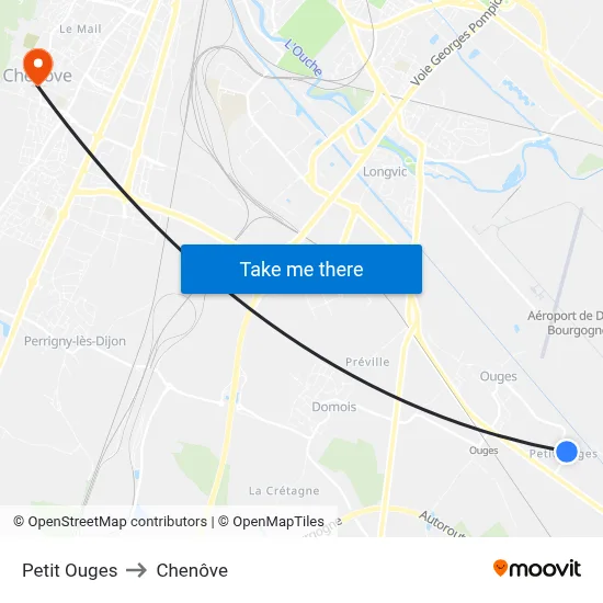 Petit Ouges to Chenôve map