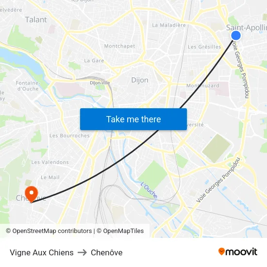 Vigne Aux Chiens to Chenôve map
