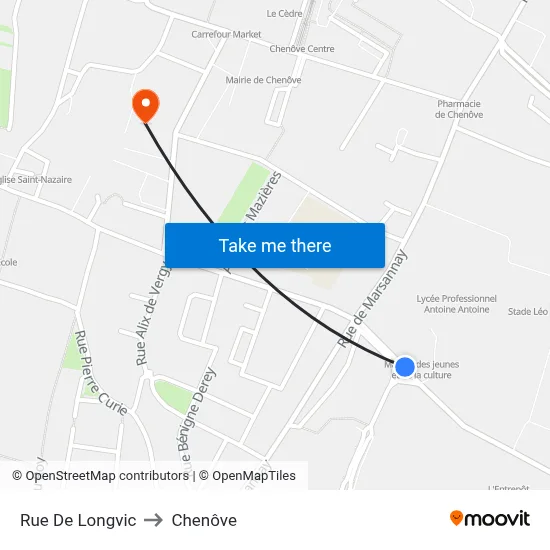 Rue De Longvic to Chenôve map