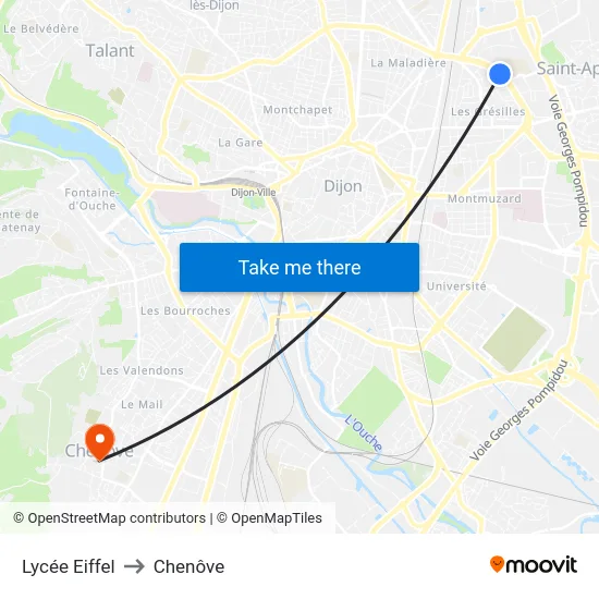 Lycée Eiffel to Chenôve map