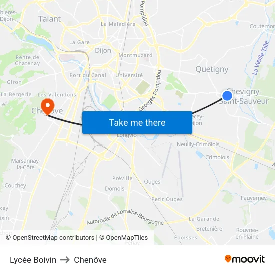 Lycée Boivin to Chenôve map