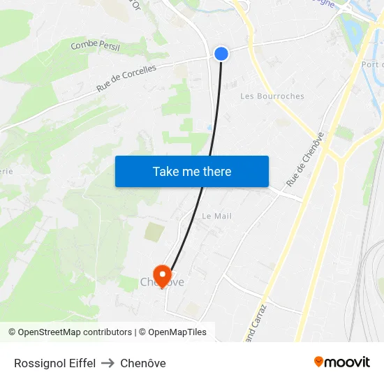 Rossignol Eiffel to Chenôve map