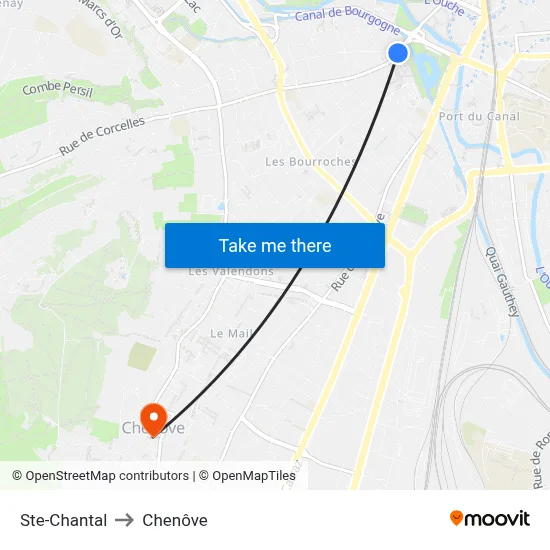 Ste-Chantal to Chenôve map