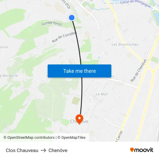 Clos Chauveau to Chenôve map