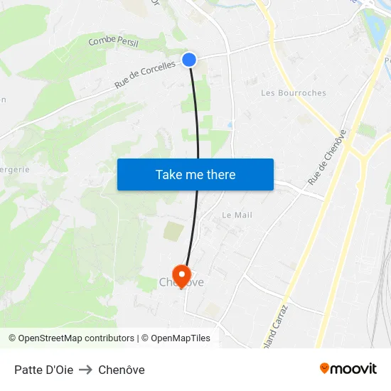 Patte D'Oie to Chenôve map