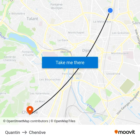 Quantin to Chenôve map
