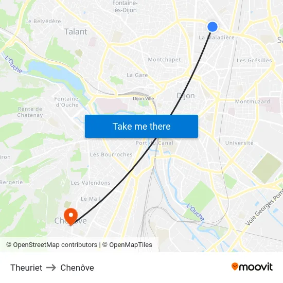 Theuriet to Chenôve map