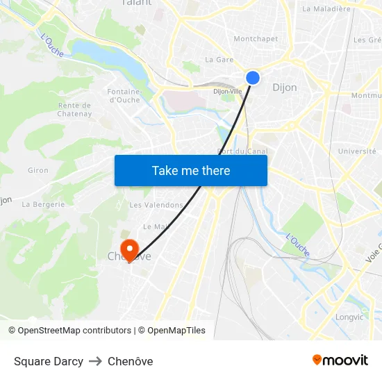 Square Darcy to Chenôve map