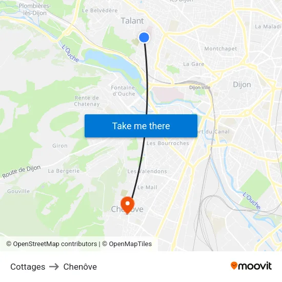 Cottages to Chenôve map
