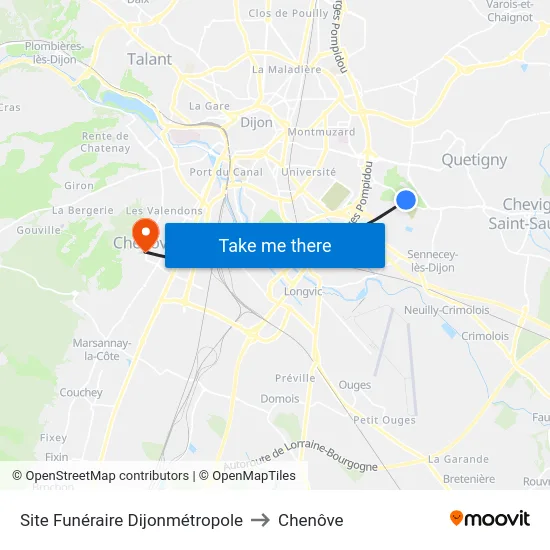 Site Funéraire Dijonmétropole to Chenôve map
