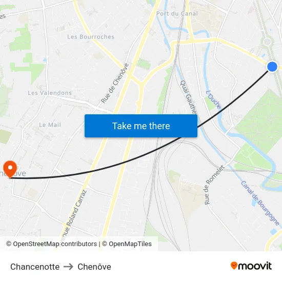 Chancenotte to Chenôve map